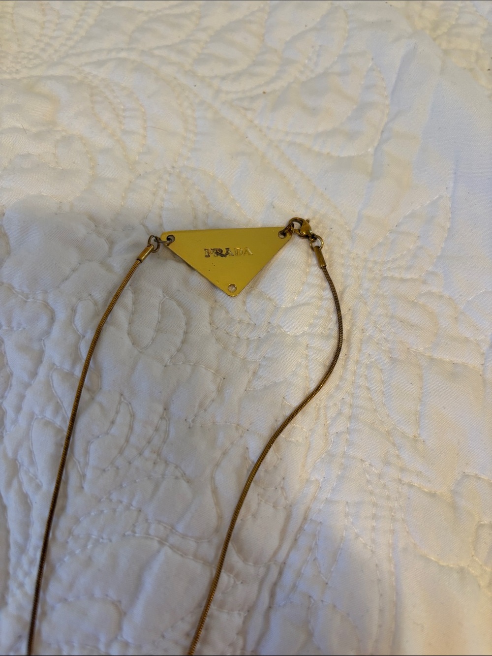 Prada gold-tone triangle logo pendant necklace - Picture 2 of 2